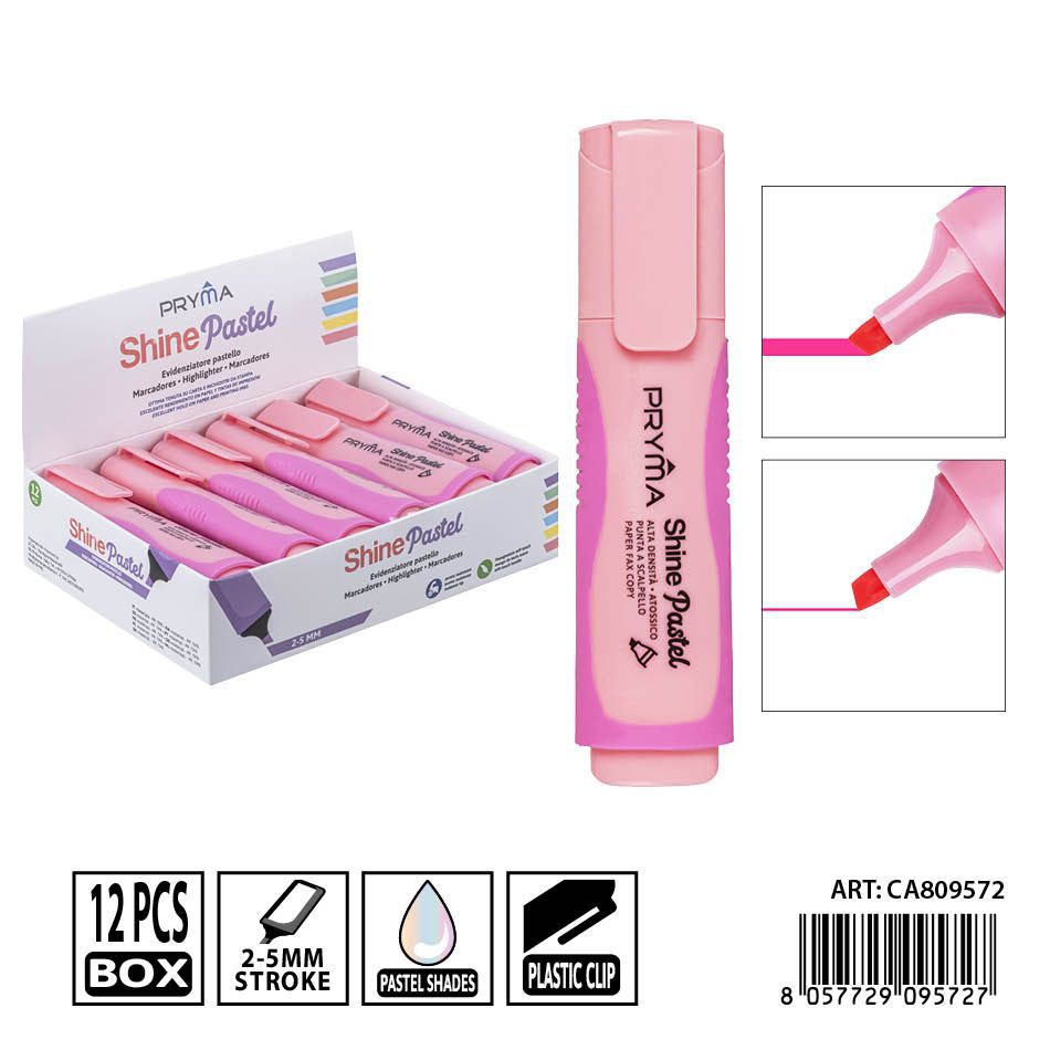 Subrayador rosa pastel 2/5mm PRYMA - Herramienta de escritura efectiva