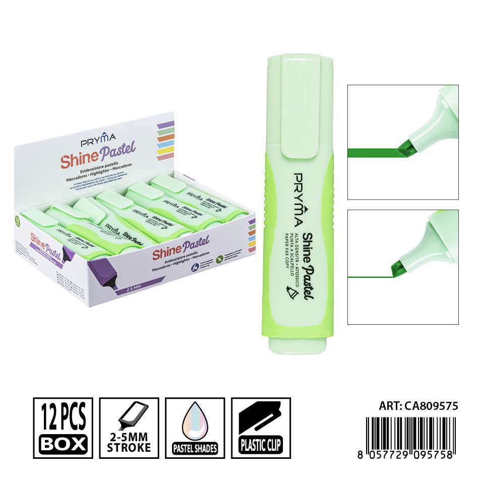 Subrayador verde pastel 2/5mm PRYMA - Herramienta de escritura destacada