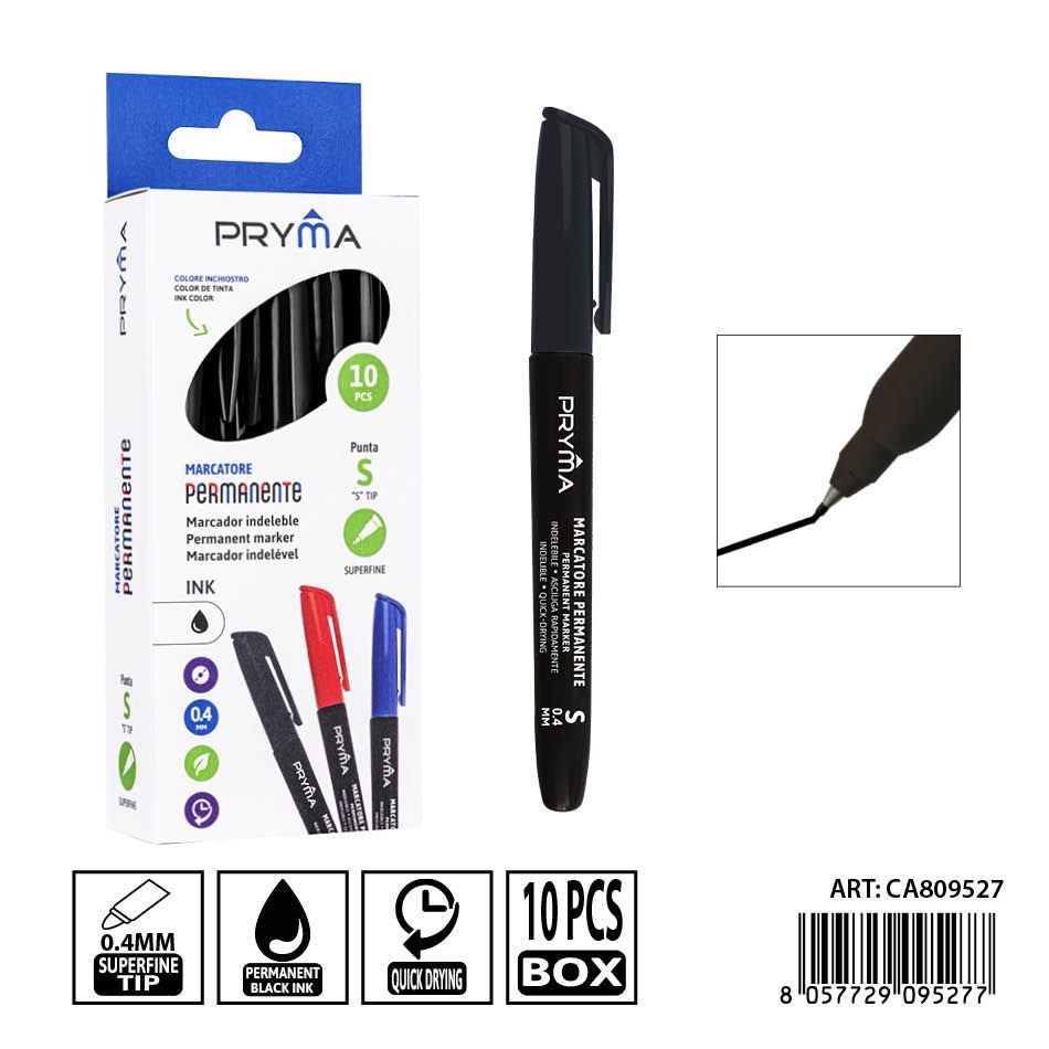 Marcador permanente negro 0.4mm PRYMA - Escritura práctica y eficaz