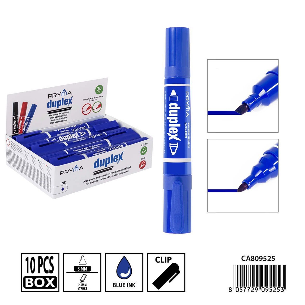 Marcador permanente de punta gruesa 2-5/3mm azul - Escritura confiable