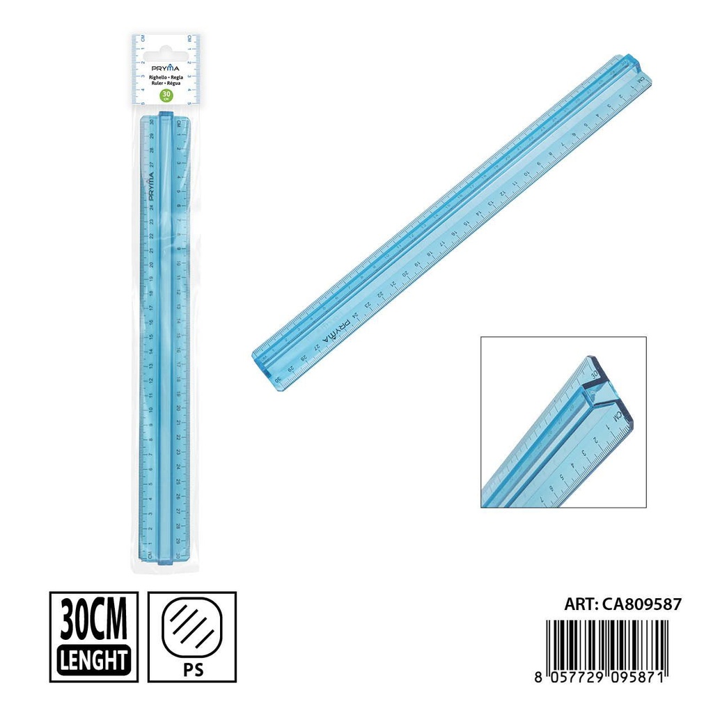 Regla con asa de 30 cm - Papelería escolar