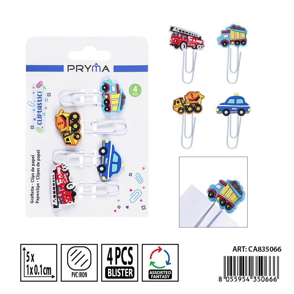 Clips de papel en envase de 4 piezas 5x1 cm - Oficina