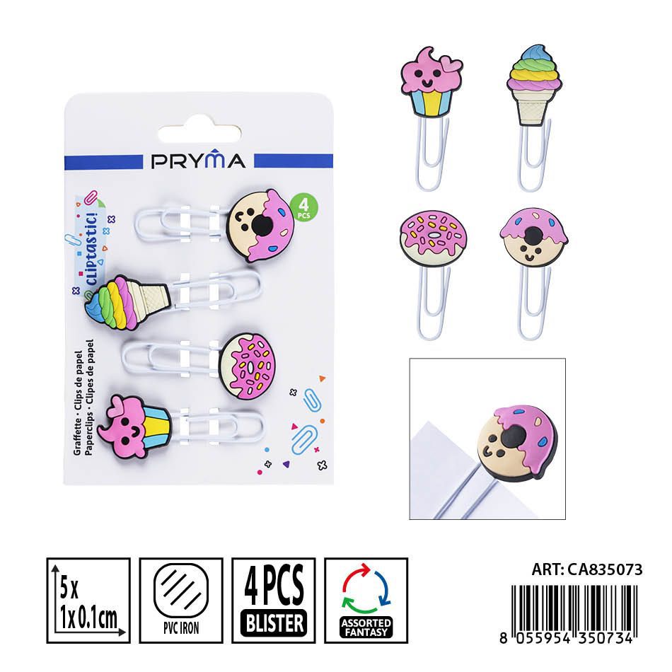 Clips de papel en envase de 4 piezas 5x1 cm - Oficina