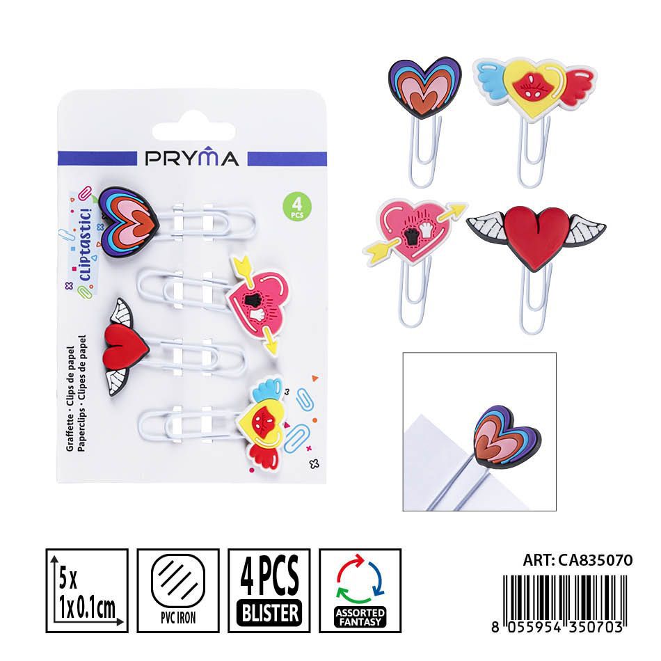 Clips de papel en envase de 4 piezas 5x1 cm - Oficina