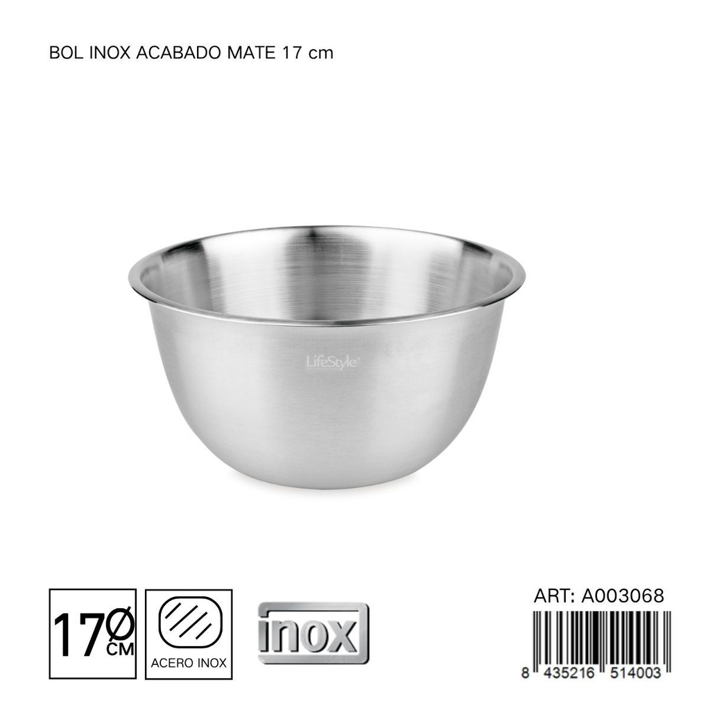 Bol inox acabado mate de 17 cm - Cocina