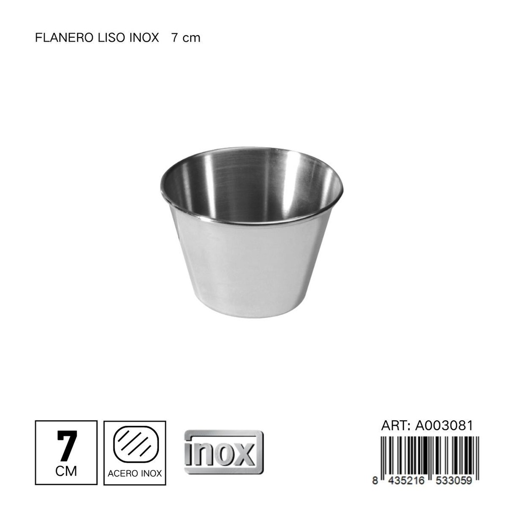 Flanero liso de acero inoxidable 7 cm - Utensilios de cocina y repostería