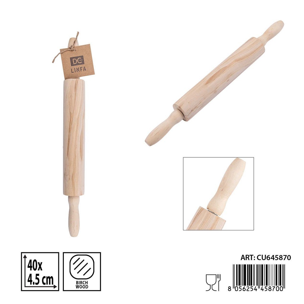 Rodillo de madera de abedul 40x4.5 cm - Accesorios de cocina
