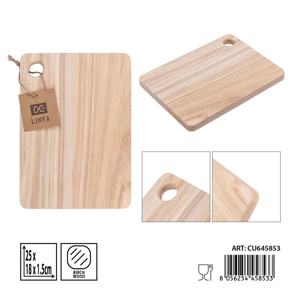 Tabla de cortar de madera de abedul 25x18x1.5 cm - Accesorios de cocina