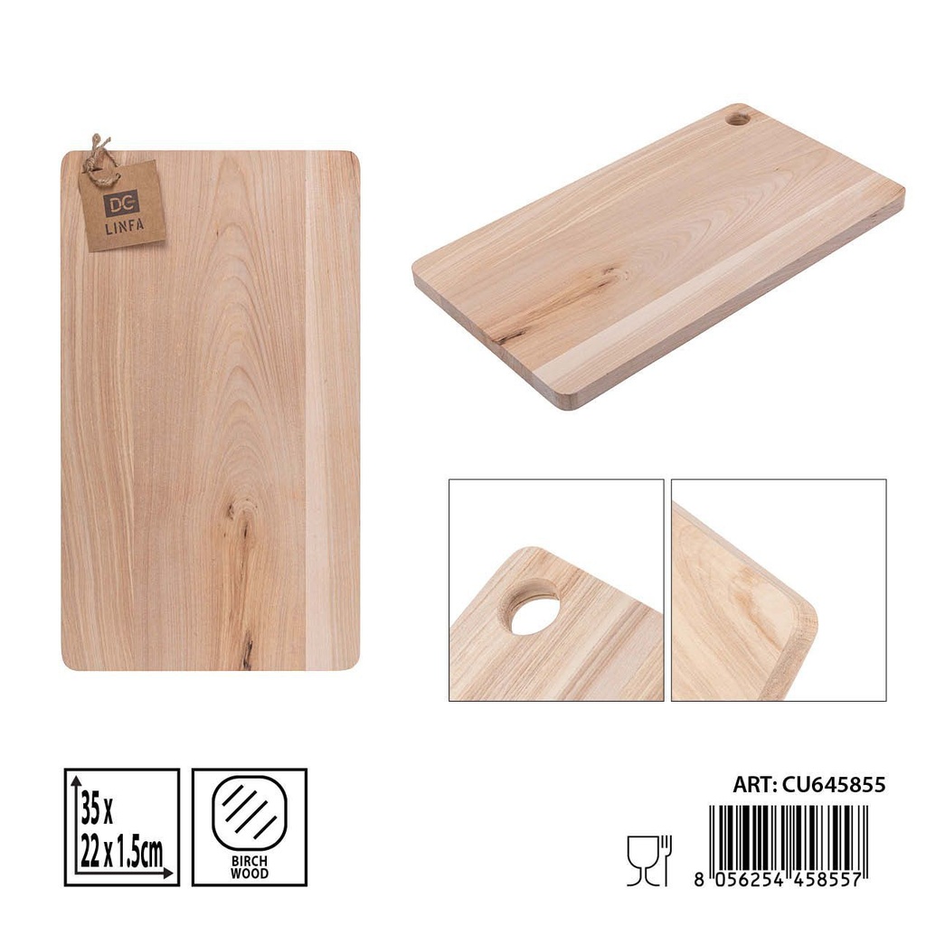 Tabla de cortar de madera de abedul 35x22x1.5 cm - Accesorios de cocina
