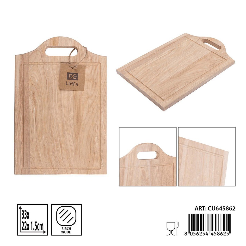 Tabla de cortar de madera de abedul 33x22x1.5 cm - Accesorios de cocina