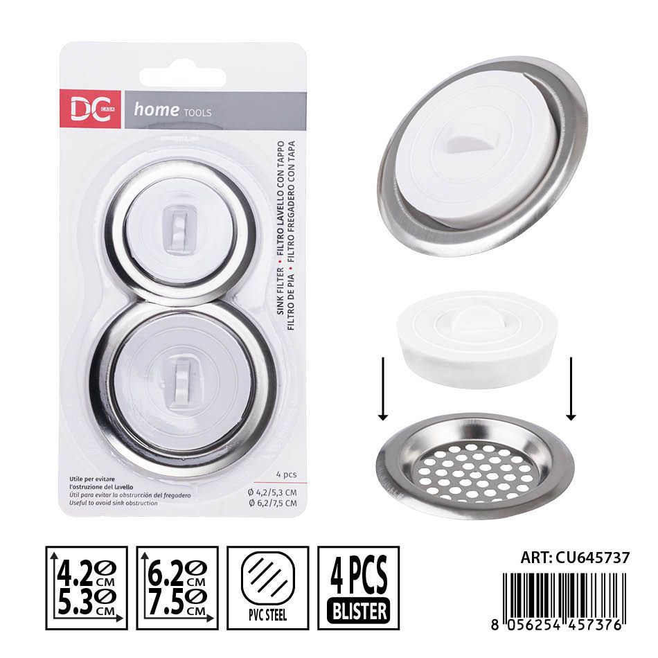 Set de desagüe para fregadero 4 piezas DC CASA con filtro y tapa - Accesorios de cocina
