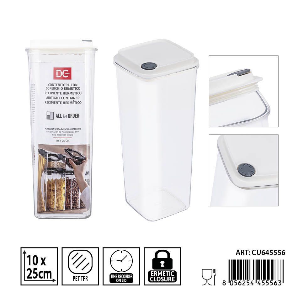 Recipiente hermético transparente 1500ml 10x25 cm DC CASA - Accesorios de cocina
