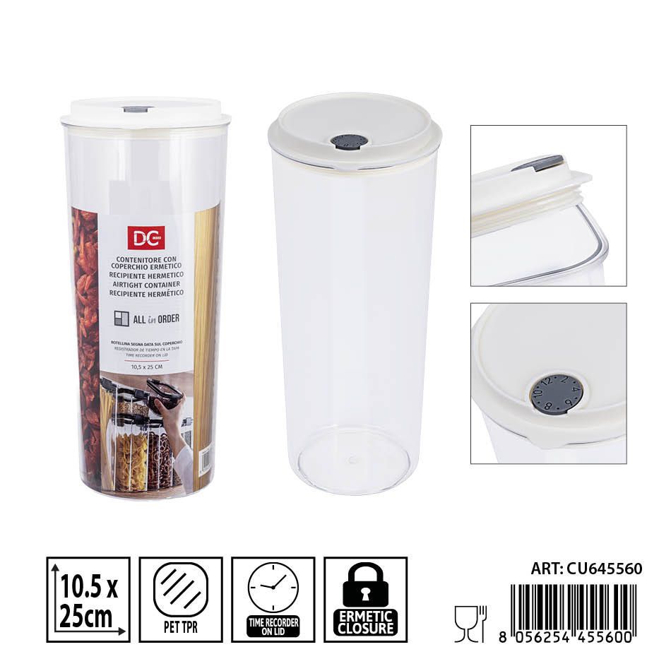 Recipiente hermético transparente 1450ml 10.5x25 cm DC CASA - Accesorios de cocina