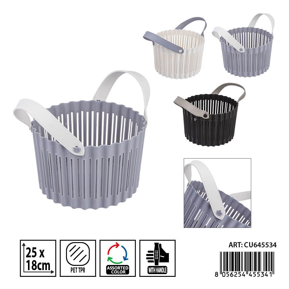 Cesta redonda grande con asas 3 piezas 25x18 cm DC CASA - Accesorios de almacenamiento