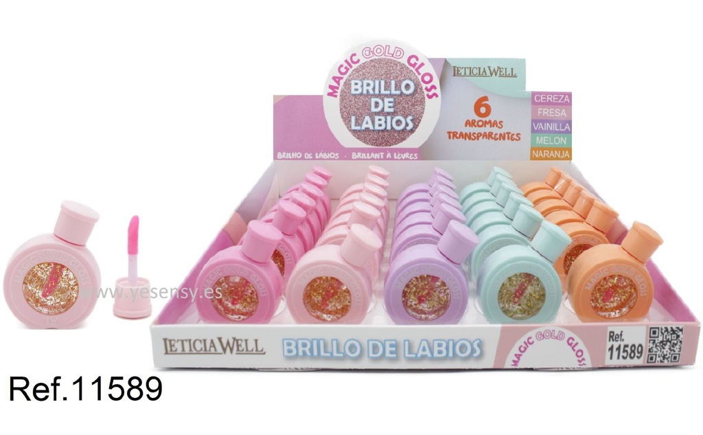 Lipgloss Magic Gold Gloss 6 aromas 30/U LW 11589 - Brillo labial encantador