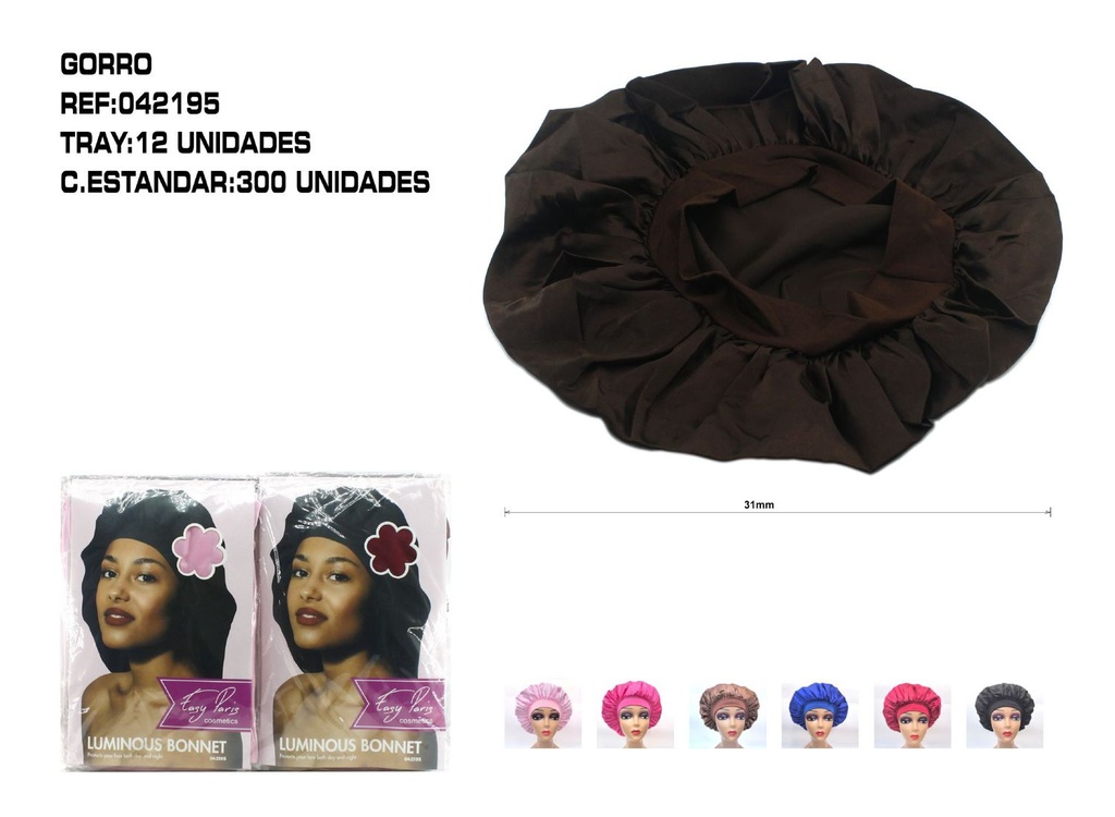 Gorro de satén liso - Accesorios de belleza y gorros de baño