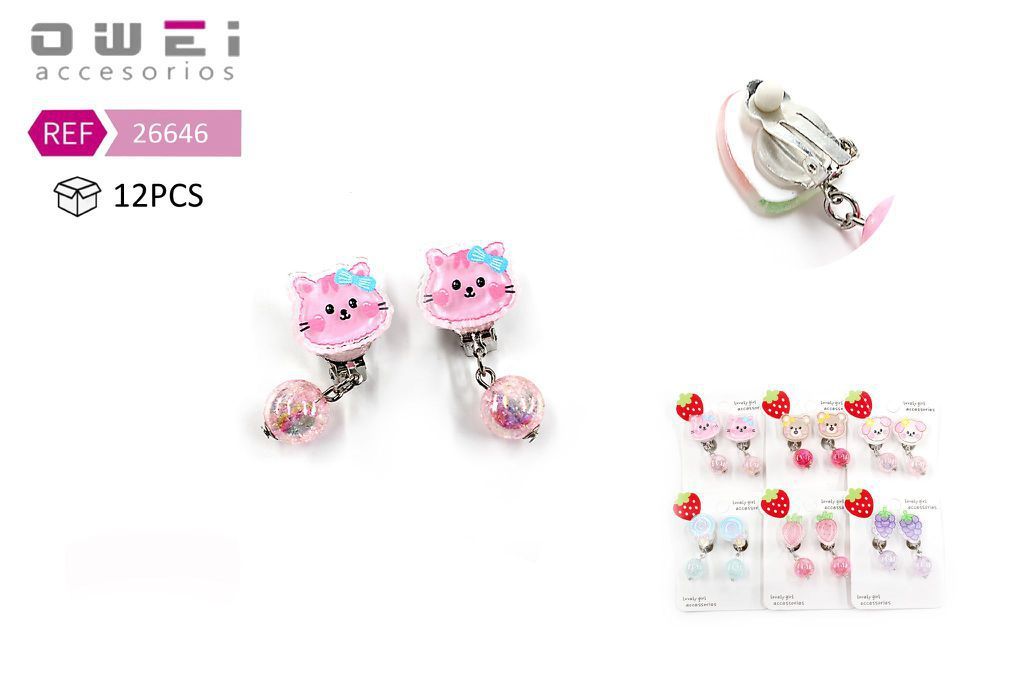 Pendientes clip para niñas 12/P - Bisutería y pendientes infantiles