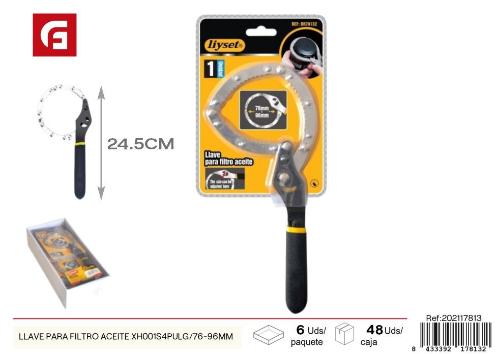 Llave para filtro de aceite XH001S 4 pulgadas / 76-96 mm - Herramientas de ferretería y llaves