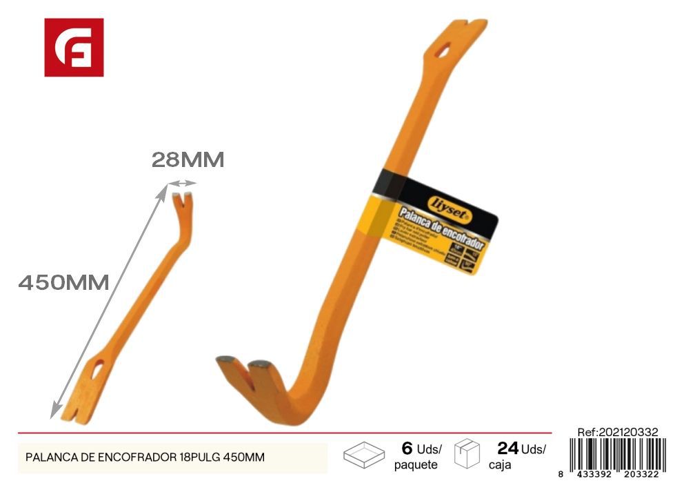 Palanque de encofrador 18 pulgadas - 450 mm - Herramientas de ferretería y palancas