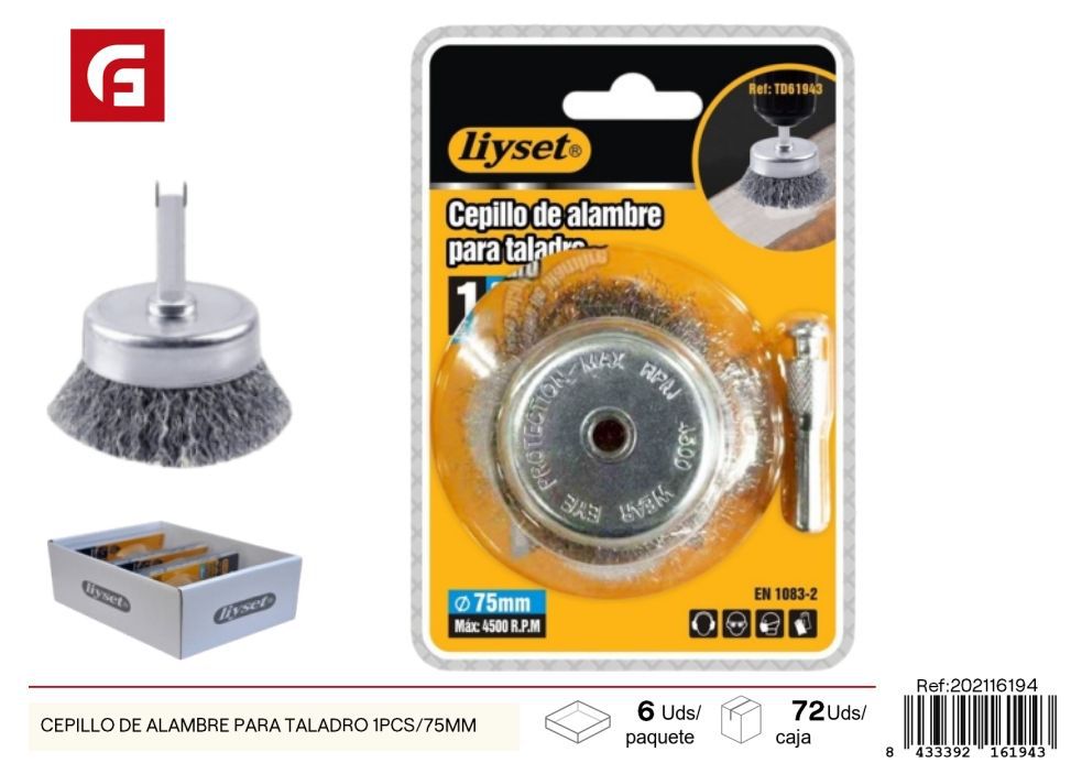  cepillo de alambre para taladro 1 pieza 75mm - Herramientas de ferretería