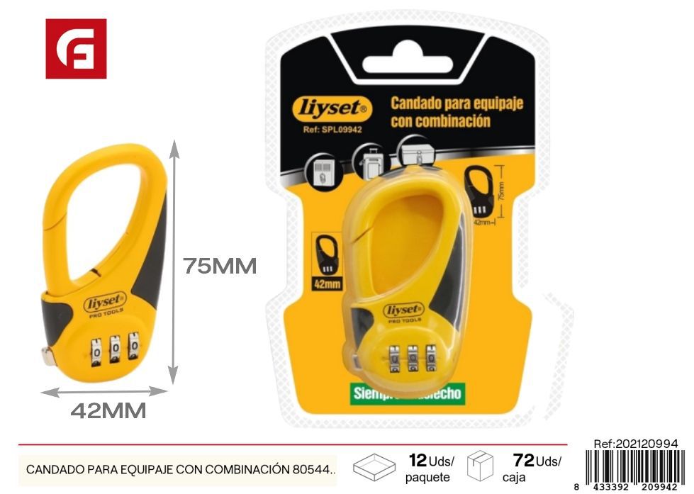 candado para equipaje con combinación 805442mm - Accesorios de ferretería