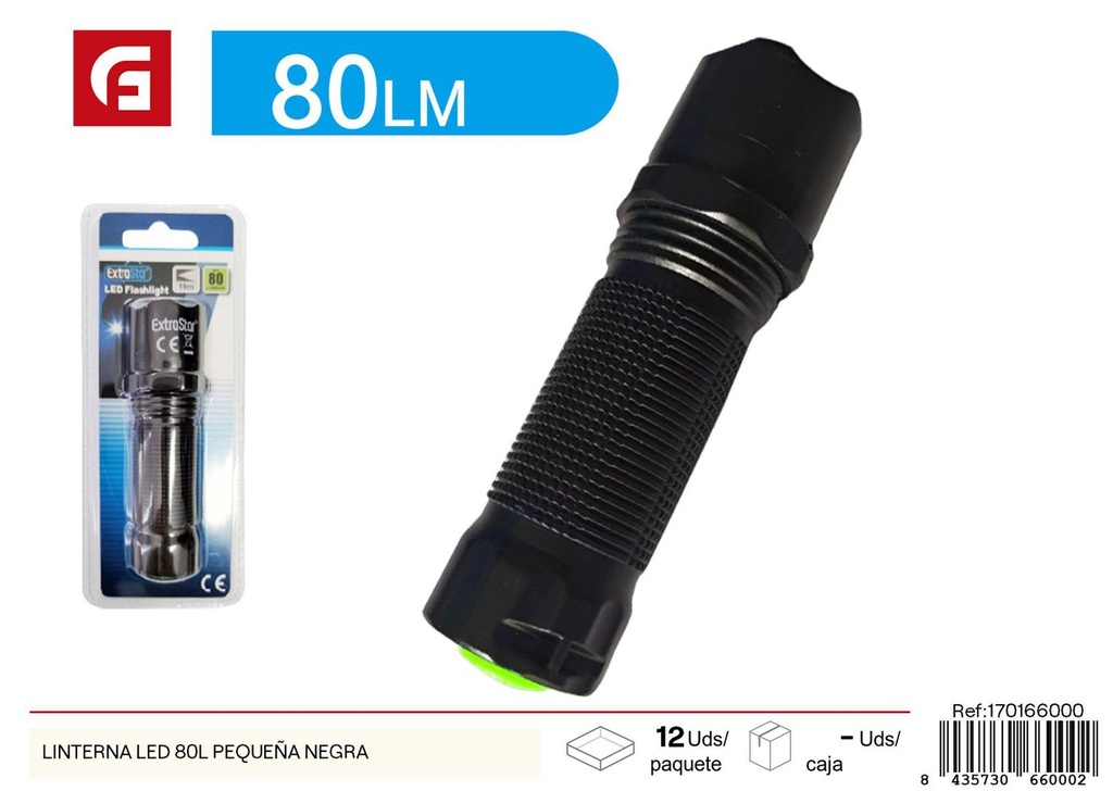  linterna LED 80L pequeña negra - Linternas y lámparas de trabajo electrónicas