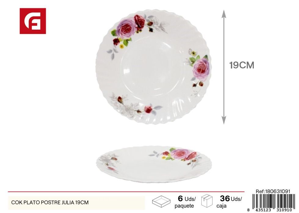 Plato de postre Julia 19 cm - Vajilla de vidrio y cerámica