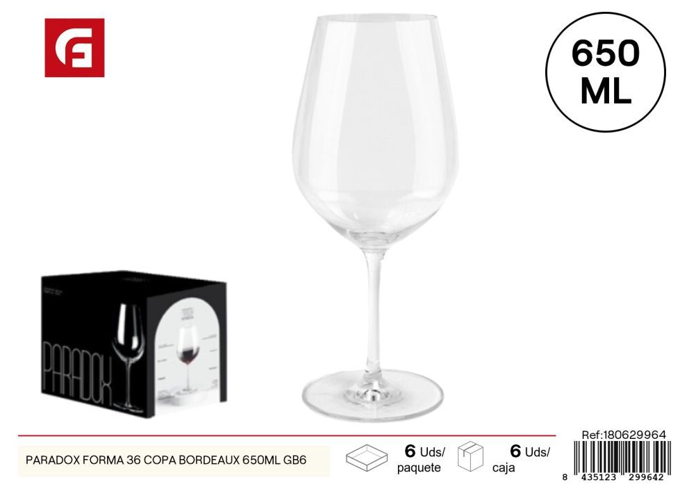 Copa Bordeaux 650 ml PARADOX FORMA 36 - Vasos de cristal y copas elegantes
