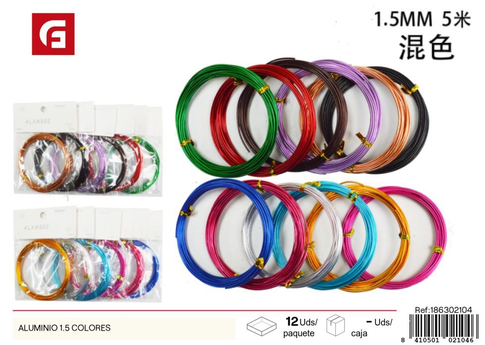 Hilo de aluminio 1.5mm x 5m colores - Accesorios de costura