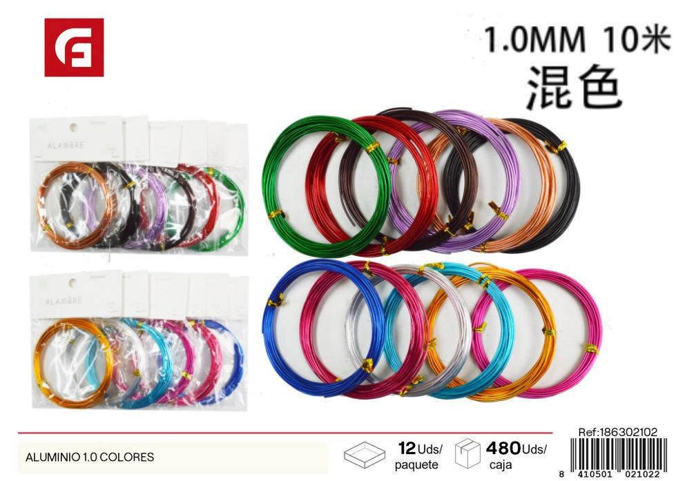 Hilo de aluminio 1.0mm x 10m colores - Accesorios de costura