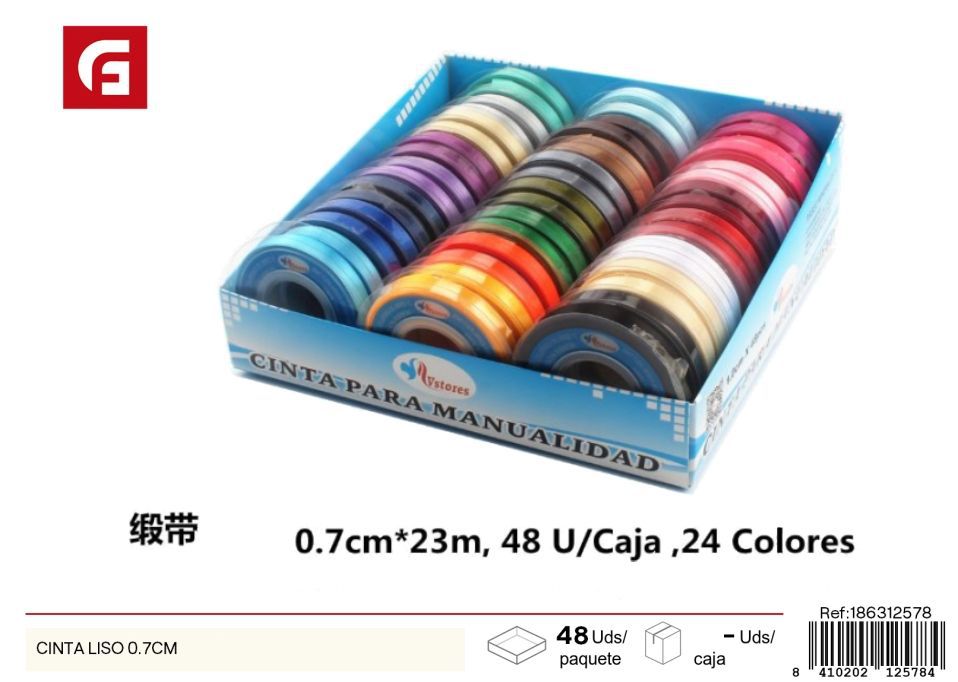 Cinta satinada multicolor 0.7 cm - Accesorios para manualidades