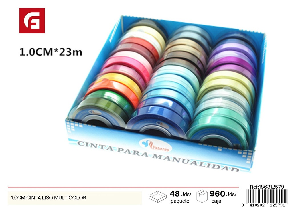 Cinta de satén de colores lisos 1.0cm - Materiales de manualidades y accesorios