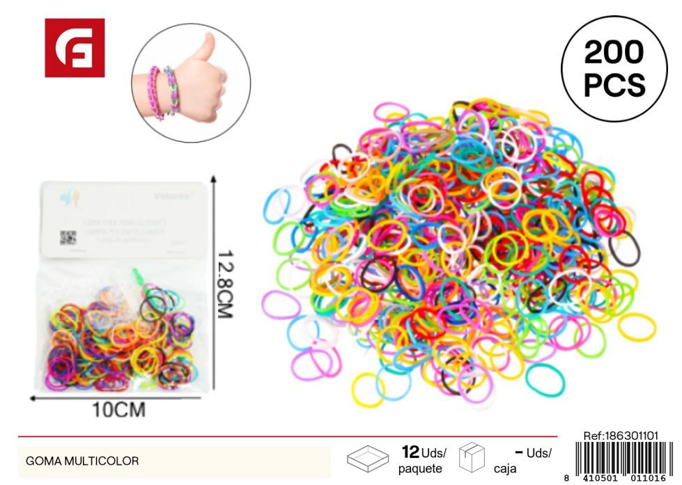 Goma multicolor 200 piezas - Accesorios para manualidades