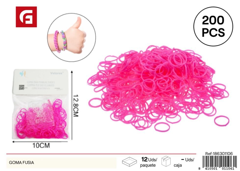 Goma fucsia 200 piezas - Accesorios para manualidades