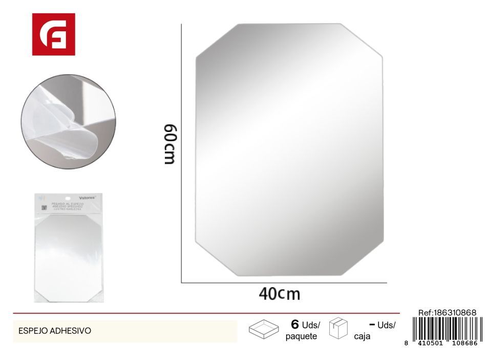 Espejo adhesivo octogonal 40*60 cm *1.5 mm - Accesorios para manualidades