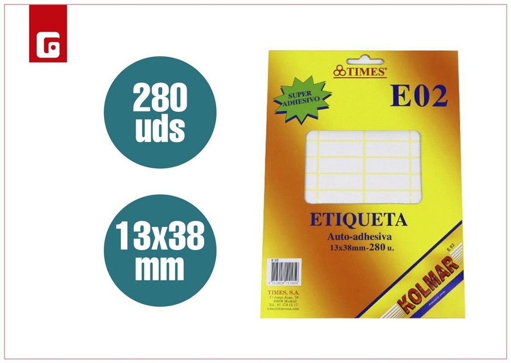 Etiqueta adhesiva 13*38 mm - Material de oficina