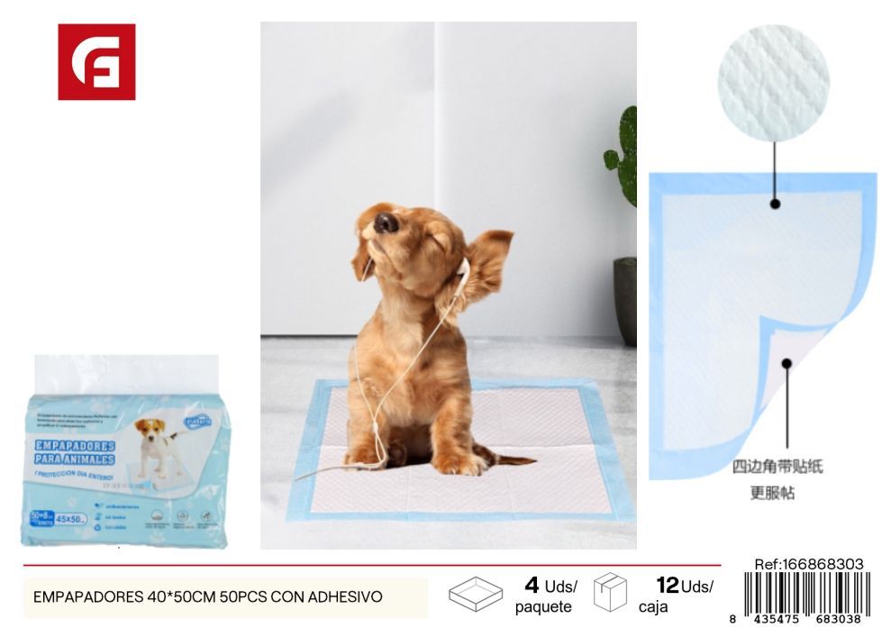 Empapadores 40*50 cm 50 piezas con adhesivo - Accesorios para mascotas