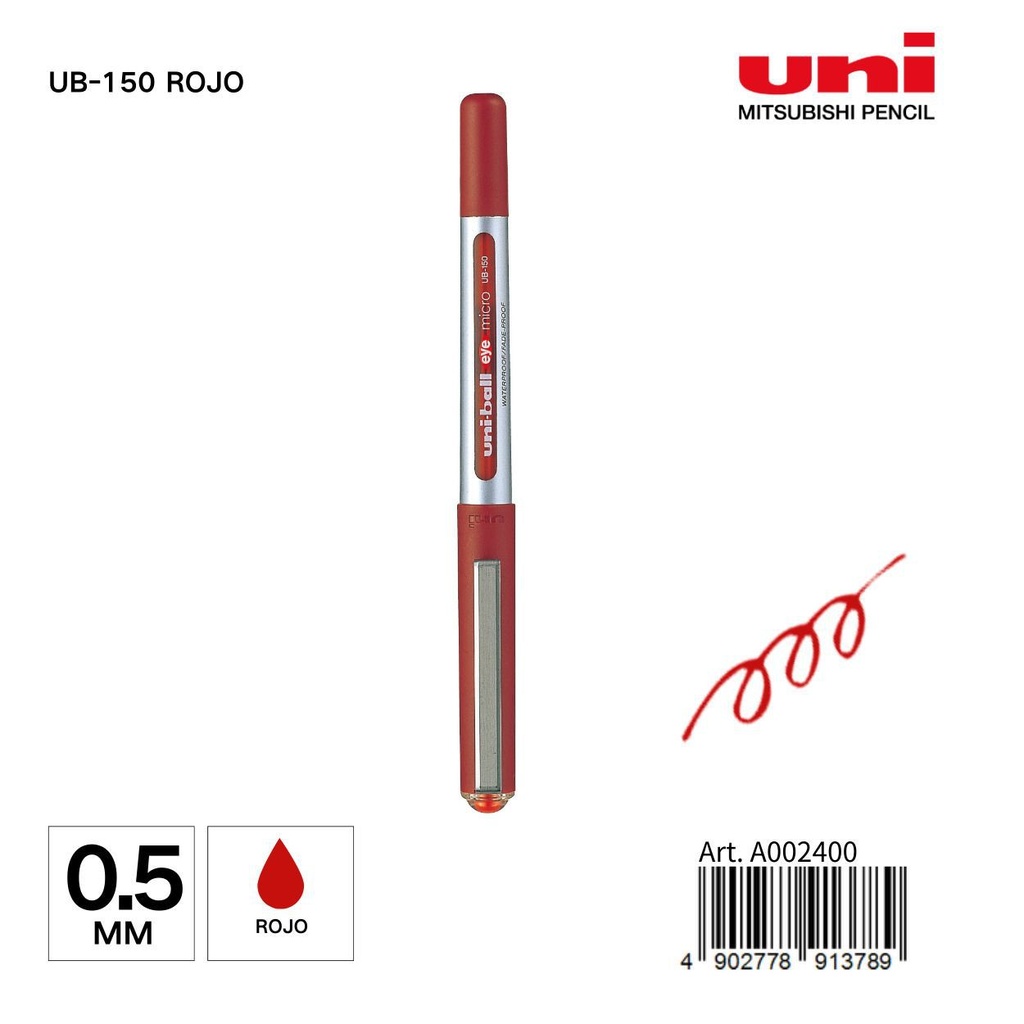 Bolígrafo Uni-ball 0.5 mm UB-150 rojo - Papelería de marca
