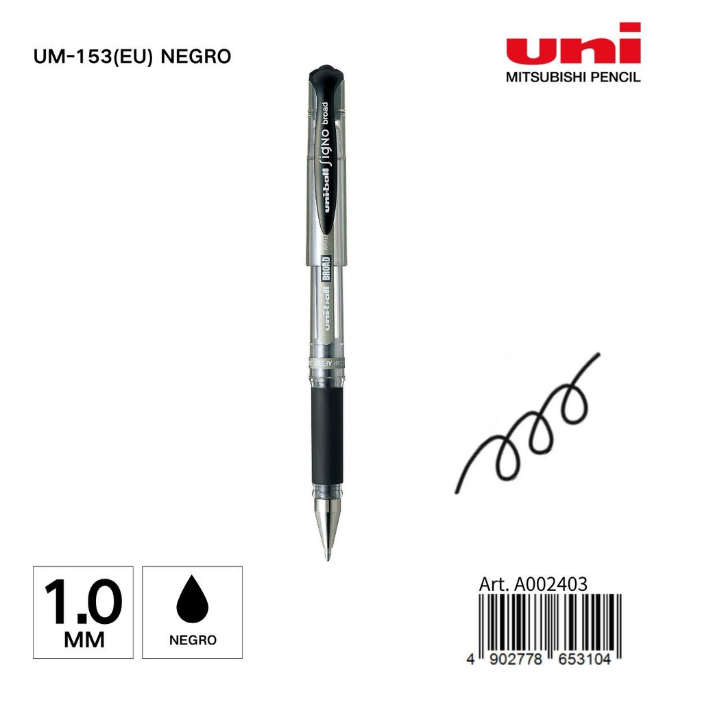 Bolígrafo Uni-ball 1 mm UM-153(EU) negro - Papelería de marca