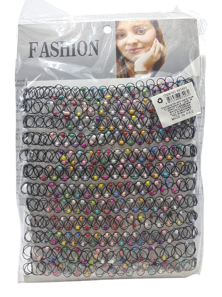Collar elástico 12/u 897403 NB - Bisutería y joyería