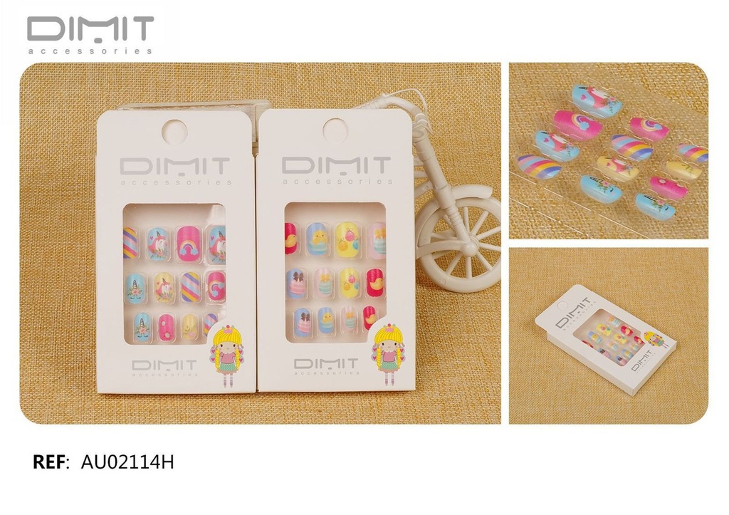 Uñas postizas niñas 12/u AU02114H DM - Uñas y accesorios infantiles