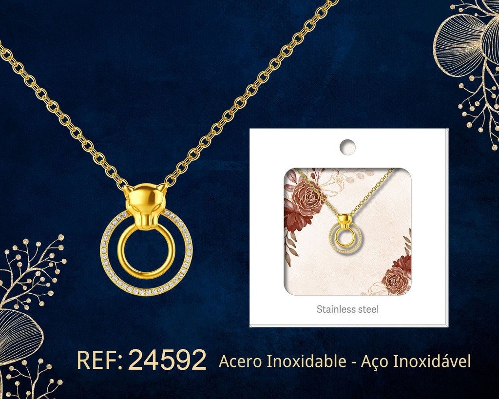 Colgante chapado en oro 14K con circonita - Joyería premium