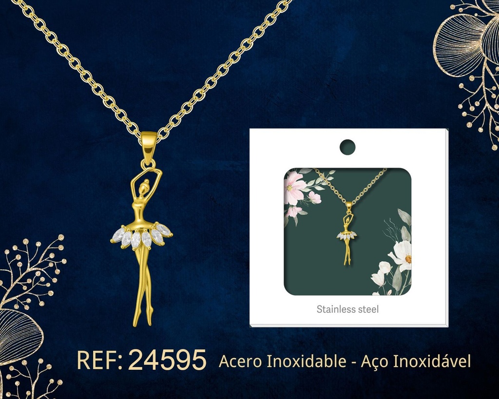 Colgante chapado en oro 14K con circonita - Joyería premium