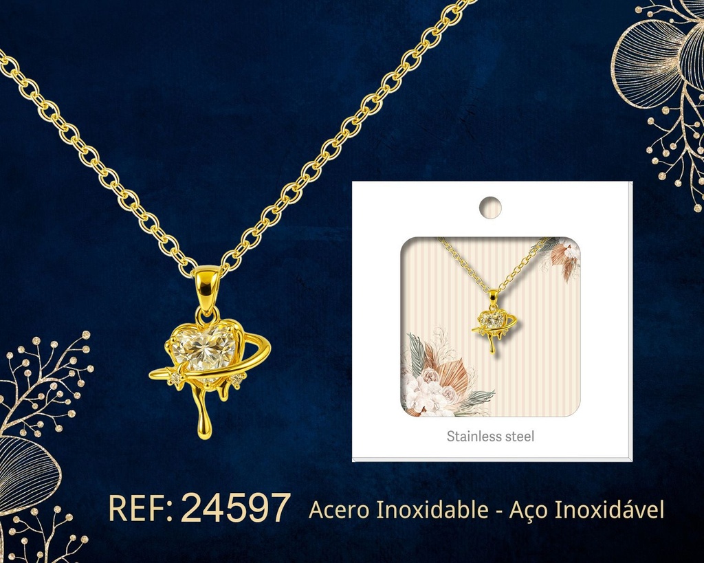 Colgante chapado en oro 14K con circonita - Joyería premium