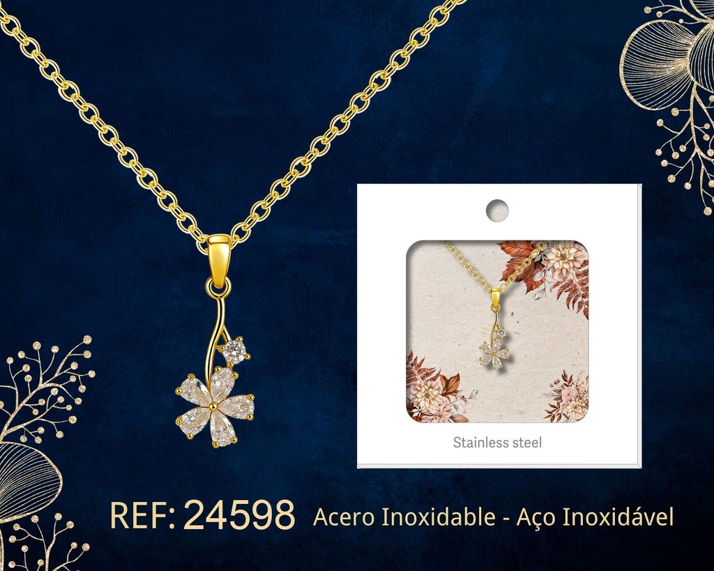 Colgante chapado en oro 14K con circonita - Joyería premium