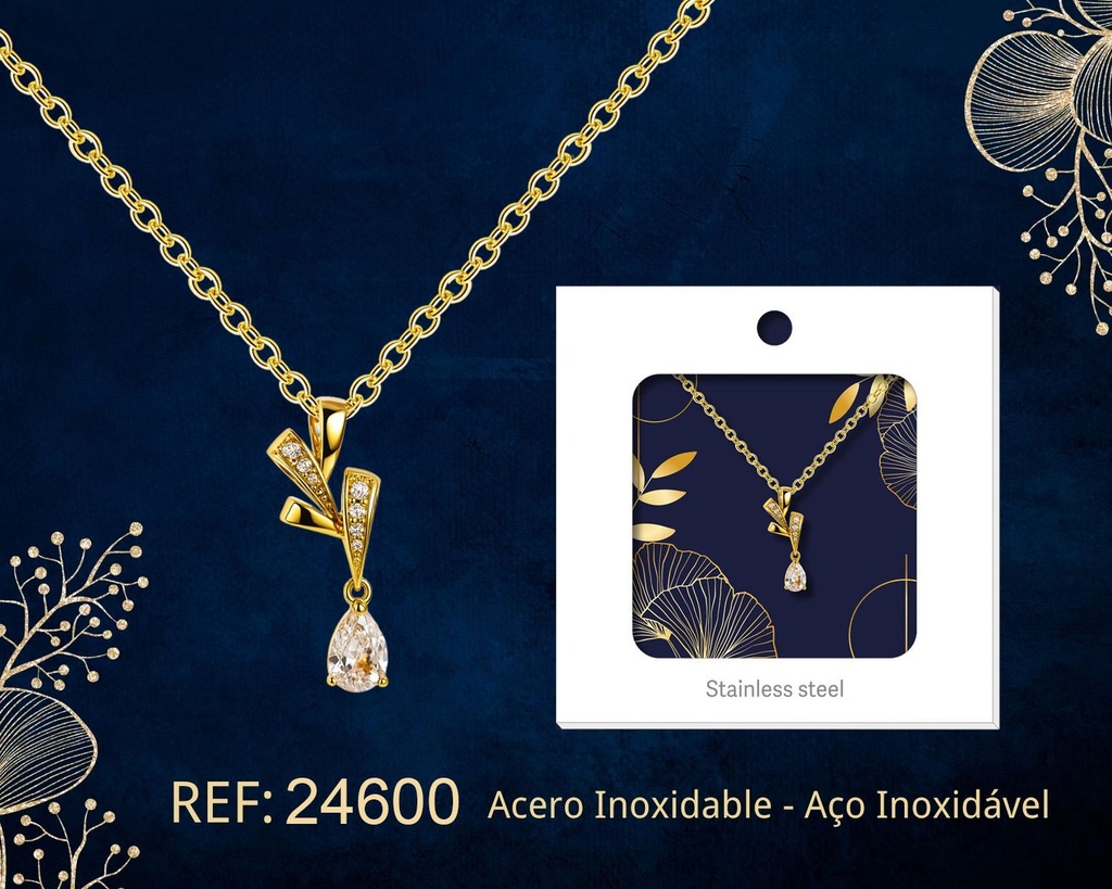 Colgante chapado en oro 14K con circonita - Joyería premium