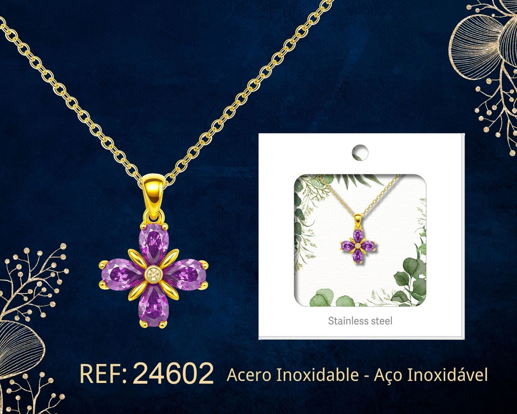 Colgante chapado en oro 14K con circonita - Joyería premium