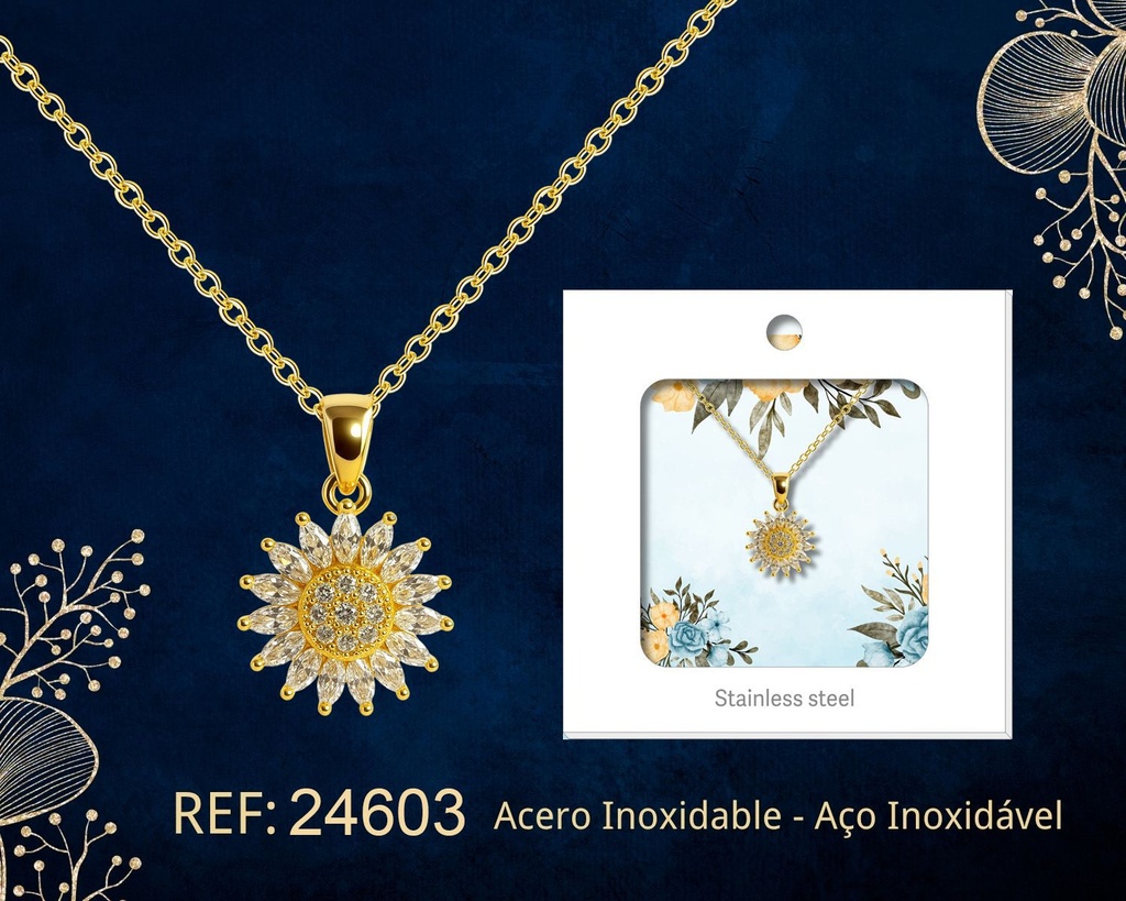 Colgante chapado en oro 14K con circonita - Joyería premium