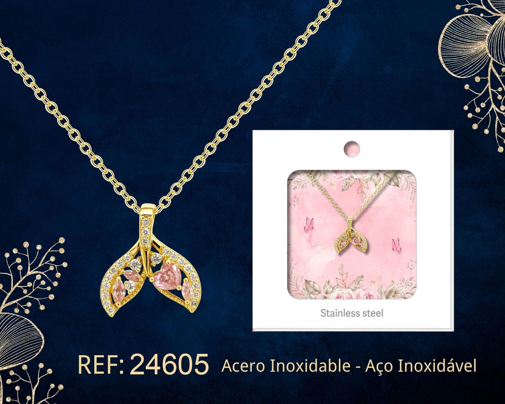 Colgante chapado en oro 14K con circonita - Joyería premium