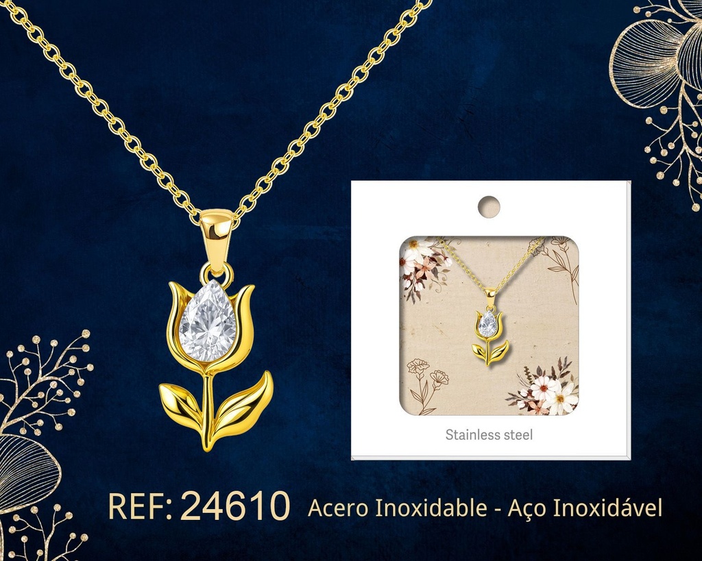 Colgante chapado en oro 14K con circonita - Joyería premium